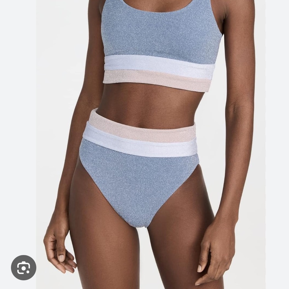 Beach riot Heidi high waisted bikini bottoms in sparkly blue